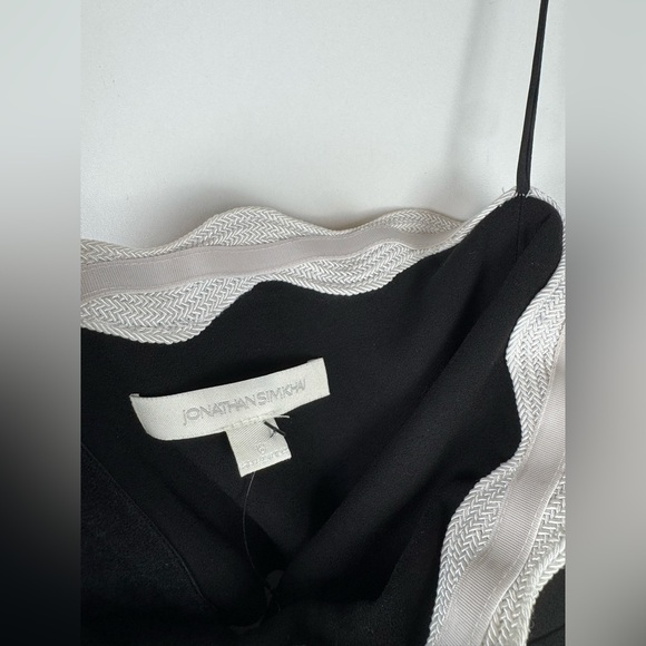 JONATHAN SIMKHAI Size 6 Black & White Scallop Trim Midi Cocktail Dress - Picture 10 of 12